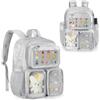 Prokva Zaino Ita Bag Kawaii con Pannello Espositivo per Spille, Argento | 2 Inserti Rimovibili, Scomparto per Laptop da 15,6, per Collezionisti di Spille/Comic Con, Solo Borsa Vuota