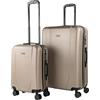 ITACA Set valigie, Offerte Valigia Grande Rigida, Valigia Media Rigida e Bagaglio a Mano Set di Valigie Tiber, Champagne, S + L
