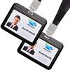 LiteTour 2 set porta badge verticale con cordino per ufficio, azienda, dipendenti, scuola, studenti, autobus, nome, cartellino porta tessere, colore nero