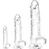 Umania Set di vibratori realistici trasparenti: dildo a ventosa di 3 misure per il piacere anale e vaginale, pene realistico con palline, adatto a utenti principianti ed esperti (16 cm, 21 cm, 28 cm)