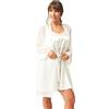 OHS Vestaglia da donna, in chiffon trasparente, color crema, con cintura, crema, Taglia unica