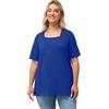 Ulla Popken T-Shirt, A-Linie, Carree-Ausschnitt, Halbarm Maglia Neck, Blu Cobalto, 58-60 Donna