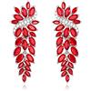 Clearine Sposa Long Goccia Orecchini Marquise Cluster pendenti per Donne Damigella Matrimonio Guest Rosso Argento-fondo
