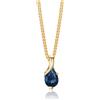 MIORE Ciondolo Oro Giallo 9KT con catena Argento 925 placcata oro 18kt Girocollo Donna con Zaffiro azzurro a goccia 45 cm, gioiello anallergico confezionato in un elegante astuccio portagioie