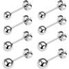 LAURITAMI Orecchini a bottone in titanio Orecchini medici inargento, 3mm 4mm 5mm 6mm Ipoallergenici orecchino a sfera rotondi per orecchie sensibili per donne e uomini, 4 paia