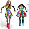 Spooktacular Creations Funky Punky Bones Deluxe set costume da scheletro colorato per bambina con estensioni dei capelli Halloween dress up party festa in maschera di Halloween