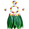 Mirrwin Hawaiian Hula Hawaiano Gonna Foglia di Hula Gonne Set di 5 Pezzi Hawaiani Include Fiore Leis Collana Fascia Bracciali Luau Gonne per Bambini Hawaii Costume Tropicale Luau Birthday Party Supplies