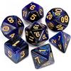 QMAY DND Dice Polyhedral Dice Set - 7 pezzi per Dungeon and Dragons MTG RPG D&D D20, D12, D10, D%, D8, D6, D4 (blu misto con nero + glitter)