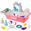 Yosamy Lavello per bambini con circuito acqua, cucina esterna per bambini, macchina per bolle, verdure in plastica rimovibili, 25 pezzi per ragazze (rosa)