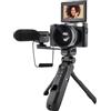 AgfaPhoto Realishot VLG-4K S - Pacchetto Vlogging Completo: Fotocamera 4K, Obiettivo grandangolare, Treppiede Powerbank e Telecomando
