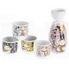 lachineuse - Servizio di Saké Gatto Maneki Neko - con 4 ciotole e caraffa - Bicchieri da sake giapponesi - Regalo da tavola asiatico - Servizio sake tradizionale porcellana Giappone - Gatto giapponese
