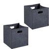 Relaxdays Scatola da Scaffale Portaoggetti, Set 2 Porta Giochi e Libri Libreria, Box Cubo 30x30x30 cm Feltro, Antracite