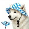 LLELEMAMO Cappello da Sole Regolabile per Cane con Fori per Orecchie, Cappello Estivo Traspirante per Cani Piccoli e Grandi, Cappello da Spiaggia per Animali con Sottogola per Passeggiate, Trekking (C,S)
