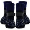PUMYPOREITY 2 Paia Calzini Antiscivolo per Cani Natale, Calzini Zampe Ferite Cani Copri Zampe Calze Protettive Parquet Antiscivolo Calze Estive/Invernali Esterno con Cinghia Regolabile(Blu, XL)