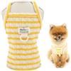 SMALLLEE_LUCKY_STORE Maglietta a righe per cani di piccola taglia, con anello a D, elasticizzata, traspirante, leggera, per cuccioli, chihuahua, yorkie, gatto, giallo, XS