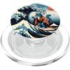 Surfing Cat Hokusai Great Wave Off Kanag Surfing Cat Hokusai Grande onda Off Kanagawa Arte Giapponese PopSockets PopGrip per MagSafe
