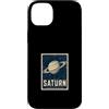 Cosmic Planet Orbit Stargazer Study Custodia per iPhone 14 Plus Poster di astronomia spaziale con pianeta ad anello di Saturno
