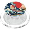 Surfing Cat Hokusai Great Wave Off Kanag Surfing Cat Hokusai Grande Onda Off Kanagawa Giapponese Retrò PopSockets PopGrip per MagSafe