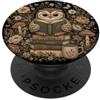 Cozy Cottagecore Woodland Animals & Book Cottagecore - Gufo lettura libro amante vintage floreale PopSockets PopGrip Adesivo