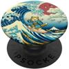 Surfing Cat Hokusai Great Wave Off Kanag Surfing Cat Hokusai Grande onda Off Kanagawa Arte Giapponese PopSockets PopGrip Adesivo