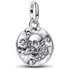 PANDORA Skull sterling silver medallion with clear cubic zirconia