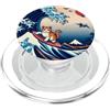 Surfing Cat Hokusai Great Wave Off Kanag Surfing Cat Hokusai Grande Onda Off Kanagawa Giapponese Retrò PopSockets PopGrip per MagSafe