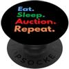 Bidwise Collective Eat Sleep Ripetizione asta per banditori e amanti delle aste PopSockets PopGrip Adesivo