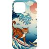 Surfing Cat Hokusai Great Wave Off Kanag Custodia per iPhone 16 Pro Max Surfing Cat Hokusai Grande onda Off Kanagawa Arte Giapponese