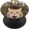 Funny Cat Selfie Animal Lovers Gifts Funny Cat Selfie with Sheep Cute Farm Animal Kids & Adults PopSockets PopGrip Adesivo