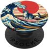 Surfing Cat Hokusai Great Wave Off Kanag Surfing Cat Hokusai Grande Onda Off Kanagawa Giapponese Retrò PopSockets PopGrip Adesivo