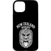 New Zealand Rugby Maori Inspired Kiwi Ha Custodia per iPhone 15 Plus Rugby della Nuova Zelanda - Maori Haka Face con motivo felce argentata