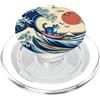 Surfing Cat Hokusai Great Wave Off Kanag Surfing Cat Hokusai Grande onda Off Kanagawa Arte Giapponese PopSockets PopGrip per MagSafe