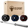 Fitness Discount it Bilanciere Olimpico 220 cm con 100 kg Bumper Plates (2x5 kg + 2x20 kg + 2x25 kg) e Plyo Box 3 Altezze in Legno | Set Pesi Olimpici 50 mm per Home Gym, Cross Training, Weightlifting e Powerlifting