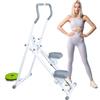 woshapce Stair Master, Stepper per scale per esercizi in palestra a casa, scalatore verticale per allenamento completo, pieghevole per scala domestica con portata di passo estesa, manubrio regolabile (bianco)