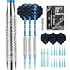 Genossen Freccette con punta in plastica da 19 grammi, 3 freccette professionali per bersaglio elettronico, freccette morbide con 12 punte in plastica, 6 alette e 6 fusti (blu)