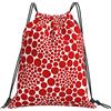 Generic Fashion Borsa Coulisse Red Dots Sacca Sportiva Palestra Poliestere Sacca Zaino Sportivo per Viaggi Piscina Donna 36X42Cm