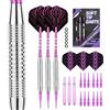 Genossen Freccette con punta in plastica, 19 grammi, 3 freccette professionali per bersaglio elettronico, freccette morbide con 12 punte in plastica, 6 alette e 6 fusti (viola)