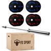 Fitness Discount Kit Bilanciere Olimpico 220 cm con 180 kg Bumper Plates (4x20 kg + 4x25 kg) e Plyo Box 3 Altezze in Legno | Set Pesi Olimpici 50 mm per Home Gym, Cross Training, Weightlifting e Powerlifting