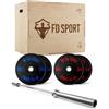 Fitness Discount Kit Pesi Olimpici 90 kg con Bilanciere Olimpico 220 cm, Bumper Plates 20 kg e 25 kg, Plyo Box in Legno 3 Altezze, Foro Olimpico 50 mm, Home Gym Cross Training