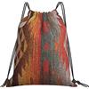 Generic con Coulisse Borsa Coulisse Orange Red Grey And Tribal Colors Sacco Sportive Leggero Zaino Scuola per Uomo Yoga Piscina 36X42Cm