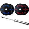 Fitness Discount Kit Bilanciere Olimpico 220 cm con 90 kg Bumper Plates (2x20 kg + 2x25 kg) | Set Pesi Olimpici 50 mm per Home Gym, Cross Training, Weightlifting e Powerlifting