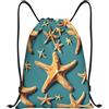 LLOTPQ Zaino con coulisse da spiaggia con stampa di stelle marine, Nero , S, Classico