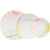 Villa Altachiara Set 6 Persone, Servizio 18 Pezzi in Porcellana, Piatti Piani 25 cm, Fondi 29 cm, Frutta 22 cm, Moderni, Colorati, Adatti a Microonde e Lavastoviglie
