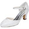 Emily Bridal Scarpe da Sposa Sandali in Pizzo con Tacco a Righe in Raso (EU37, White)