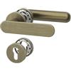 Amerdeco Maniglia per porta interna bronzo verde con rosetta rotonda, set maniglia PZ con cilindro europeo, design classico per porte d'ingresso e interne UK0101
