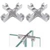 Lyeteung 2 Pezzi 11.5mm Morsetto in Vetro, Lega di Alluminio Vetro Clip, Supporti per Vetro Regolabili, Clip di Fissaggio in Vetro, Morsetti per Vetro, per Vetri Spessi 7-10 mm, Forma di Croce