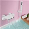 SHANFO Rubinetto per Vasca Termostatico, Cascata Miscelatore Vasca da Bagno con Doccetta, Rubinetto Doccia in Ottone, Bianco, 4Y6OK