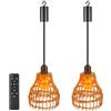 GBKDQQ Lampada a sospensione con scatola della batteria e telecomando: 2 pezzi lampada a sospensione in rattan senza fili con timer, lampada a sospensione vintage in rattan per balcone, terrazza, camera da