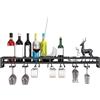 WXZXWXZX Portabottiglie da Parete con Portabicchieri Porta Bottiglie di Vino con Porta Bicchieri Sospesi Sospesi Scaffale da Parete con Porta Calici Mensole Cucina per Cucina Sala da Pranzo Bar(Black,100cm(39.