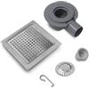 VANCOCO Scarico da pavimento in acciaio inox spazzolato, 150 x 150 mm, quadrato